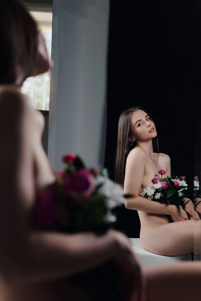 With flowers - NSFW, My, Girls, Erotic, PHOTOSESSION, Flowers, Longpost