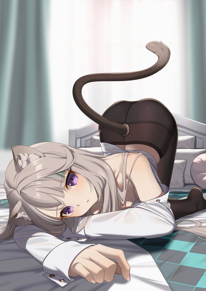 Lynette - NSFW, Genshin Impact, Lynette (Genshin Impact), Арт, Игры, Anime Art, Аниме, Animal Ears, Twitter (ссылка), Девушки