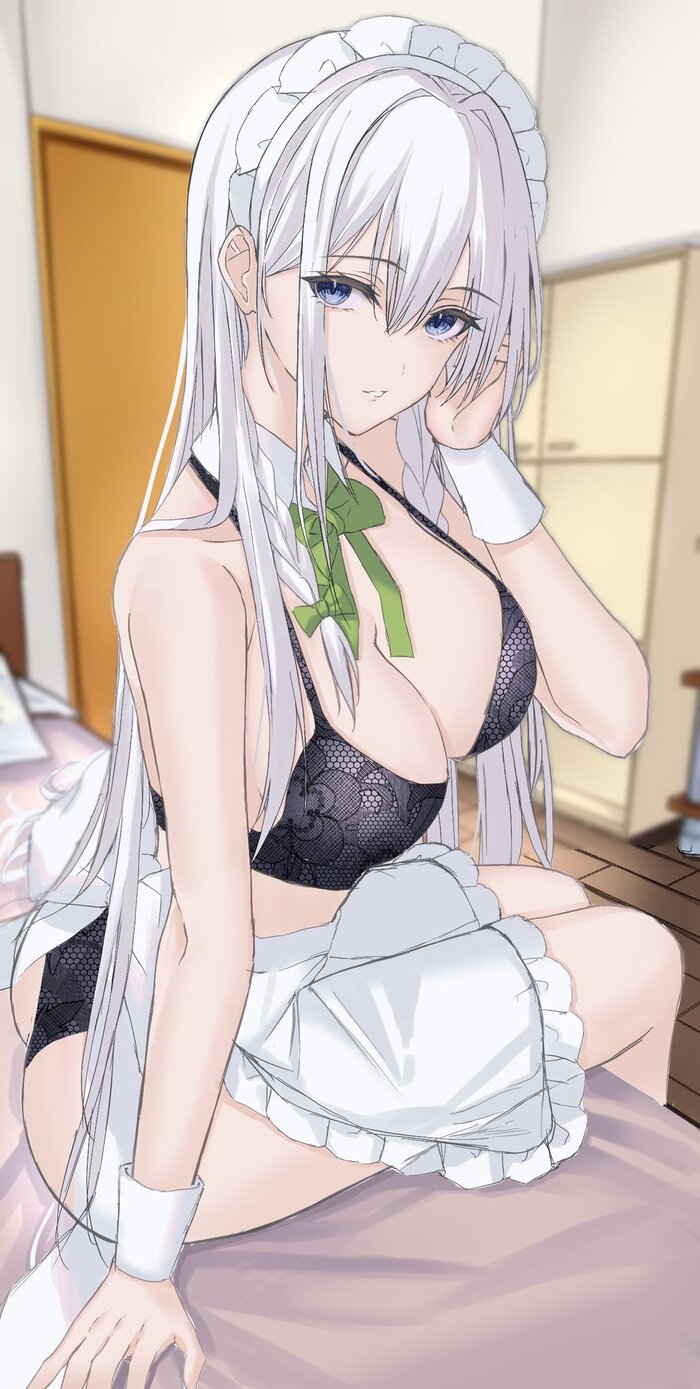 Sakuya - NSFW, Touhou, Izayoi Sakuya, Art, Anime, Anime art, 7saki, Underwear, Boobs, Erotic, Hand-drawn erotica, Housemaid