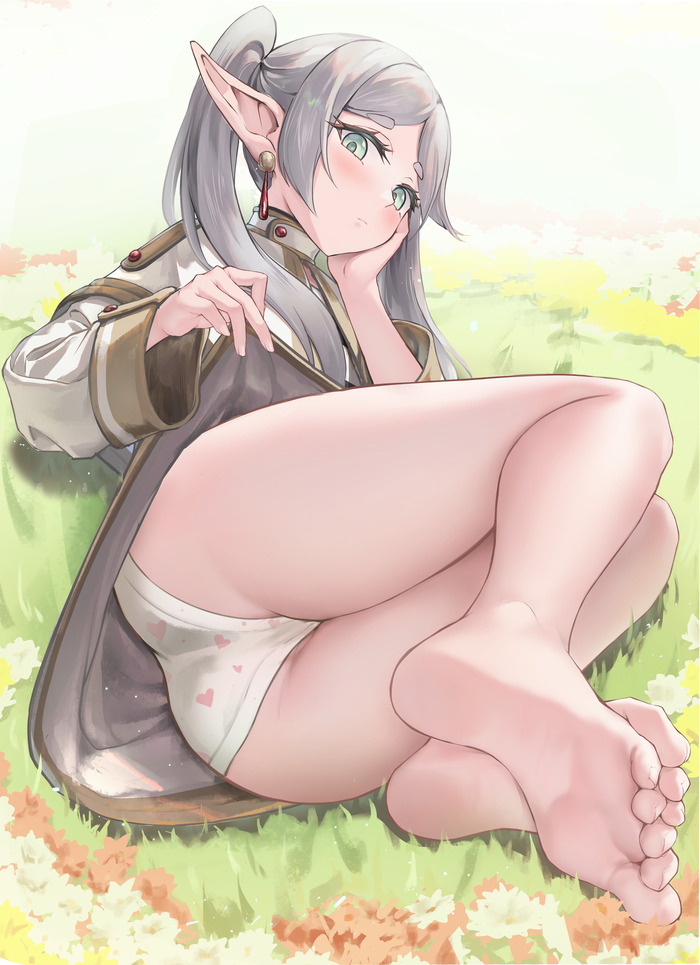 Frieren - NSFW, Erotic, Art, Frieren, Sousou no Frieren, Girls, Pantsu, Tights, Legs, Elves, Hand-drawn erotica, Anime art, Longpost, Booty