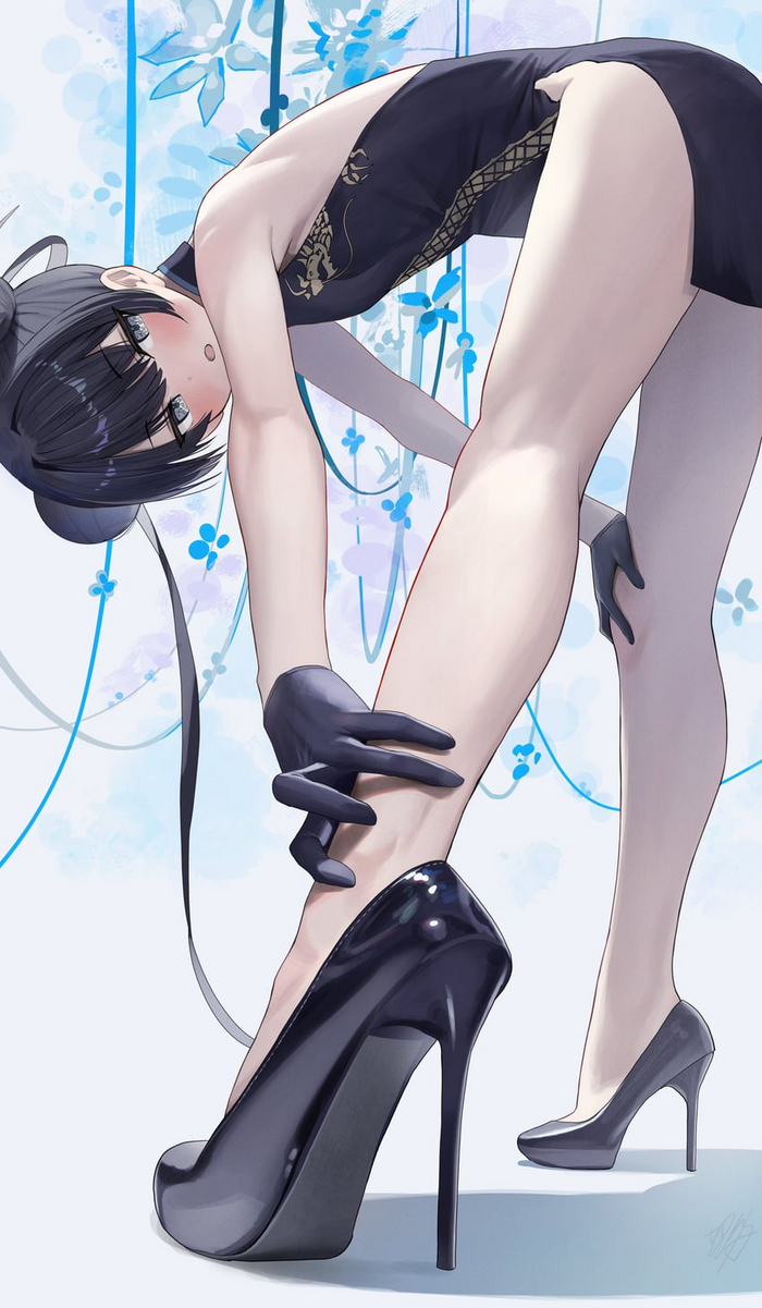 Kisaki - NSFW, Anime, Anime art, Blue archive, Kisaki, Qipao, High heels