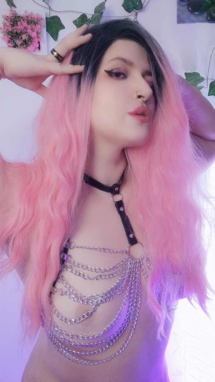 pink mood - NSFW, My, Erotic, Boobs, Booty, Fullness, Colorful hair, Harness, Selfie, The photo, Longpost, Girl with tattoo
