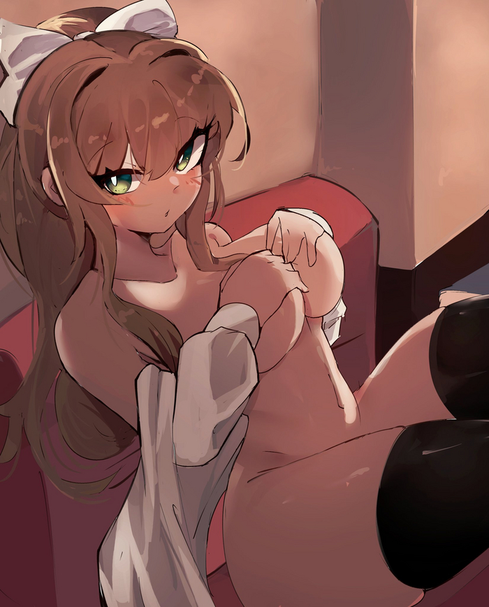 Monica - NSFW, Anime art, Anime, Doki Doki Literature Club, Monika, Twitter (link), Visual novel