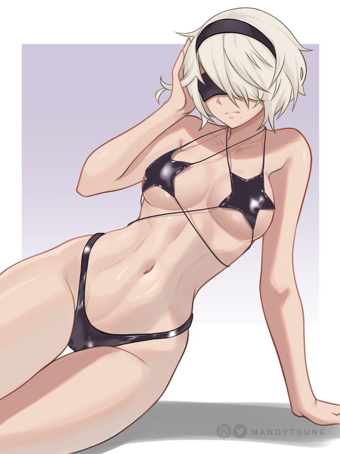 Yorha 2B - NSFW, Anime, Art, Anime art, NIER Automata, Swimsuit, Yorha unit No 2 type B