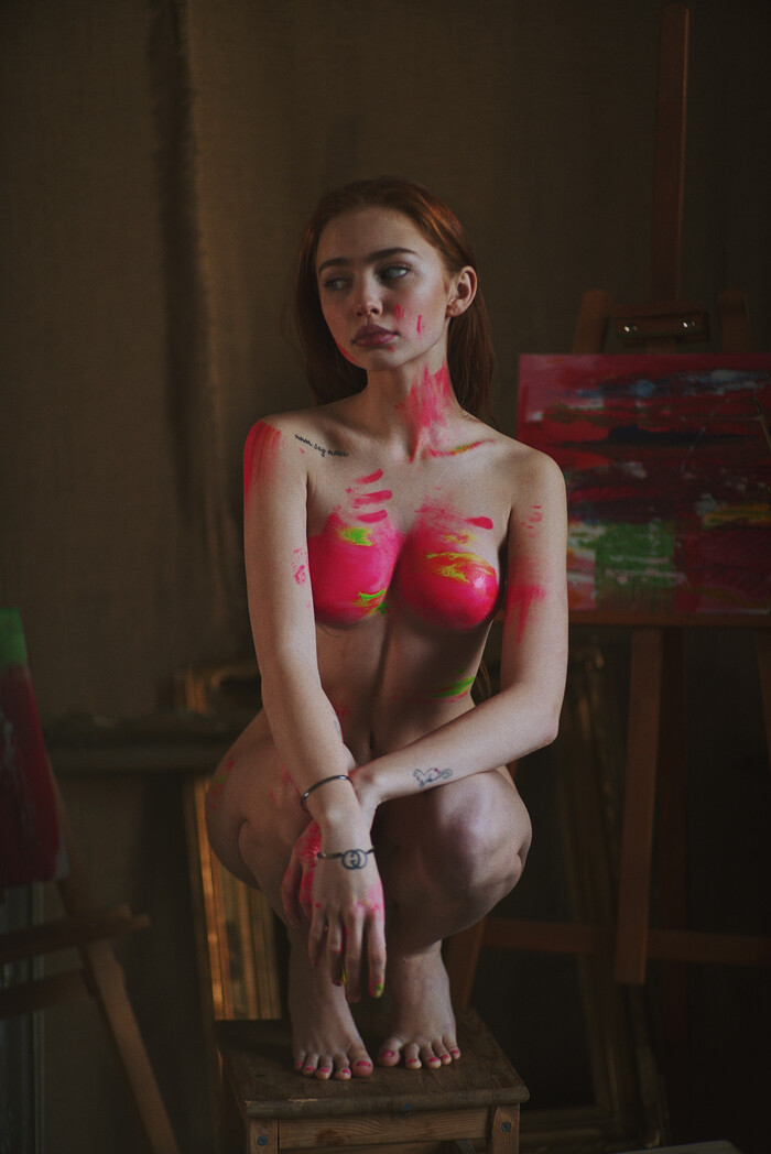 Renata Valiullina - NSFW, Girls, Erotic, Boobs, Booty, Nudity, In paints, PHOTOSESSION, Legs, Redheads, beauty, Sexuality, Longpost, Renata Valiullina, Naked