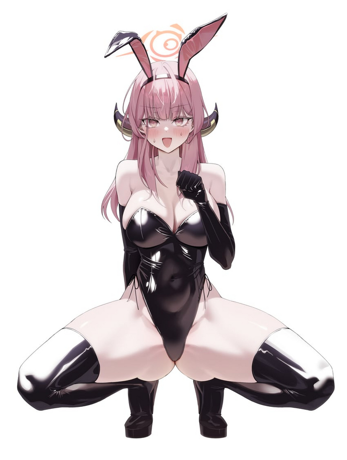 Bunny Aru - NSFW, Anime, Anime art, Blue archive, Rikuhachima Aru, Bunny ears, Stockings, Girl with Horns, Bunnysuit