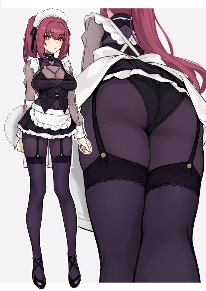 Maid Scathach - NSFW, Anime, Anime art, Art, Fate, Fate grand order, Housemaid, Booty, Pantsu, Underwear, Erotic, Hand-drawn erotica, Scathach