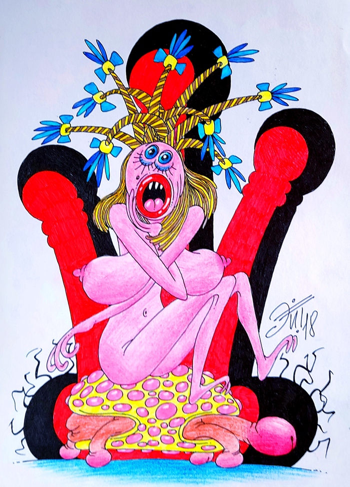 Yawn - NSFW, My, Yawn, Hiccups, Sex, Girls, Animals, Humor, Surrealism, Art, Creation, Art, Caricature, Sexuality