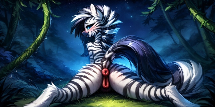 Striped ladies are waiting for you! - NSFW, My little pony, PonyArt, MLP Explicit, MLP anatomically correct, MLP Zebra, Neural network art, Art