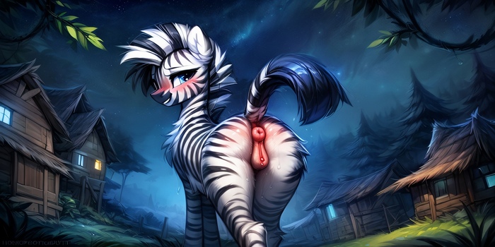 Striped ladies are waiting for you! - NSFW, My little pony, PonyArt, MLP Explicit, MLP anatomically correct, MLP Zebra, Neural network art, Art