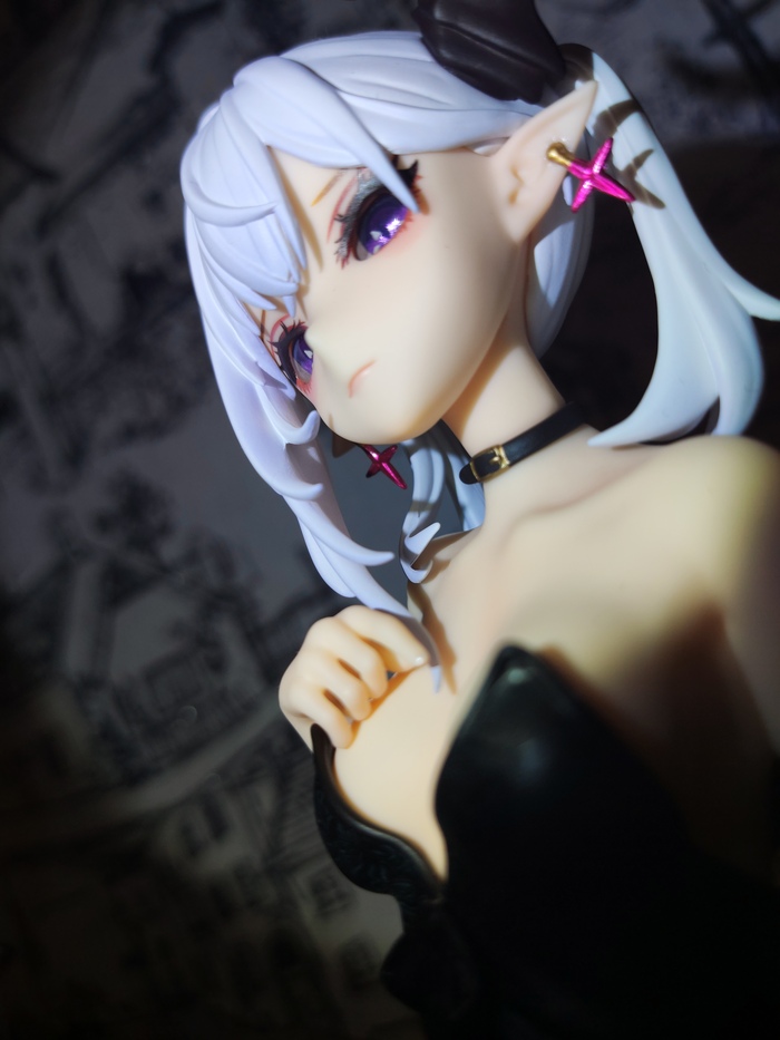 Figure with an accent on the eyes - NSFW, Anime, Figurines, Boobs, Original character, Peignoir, Pantsu, Booty, Choker, Girl with Horns, Video, Longpost