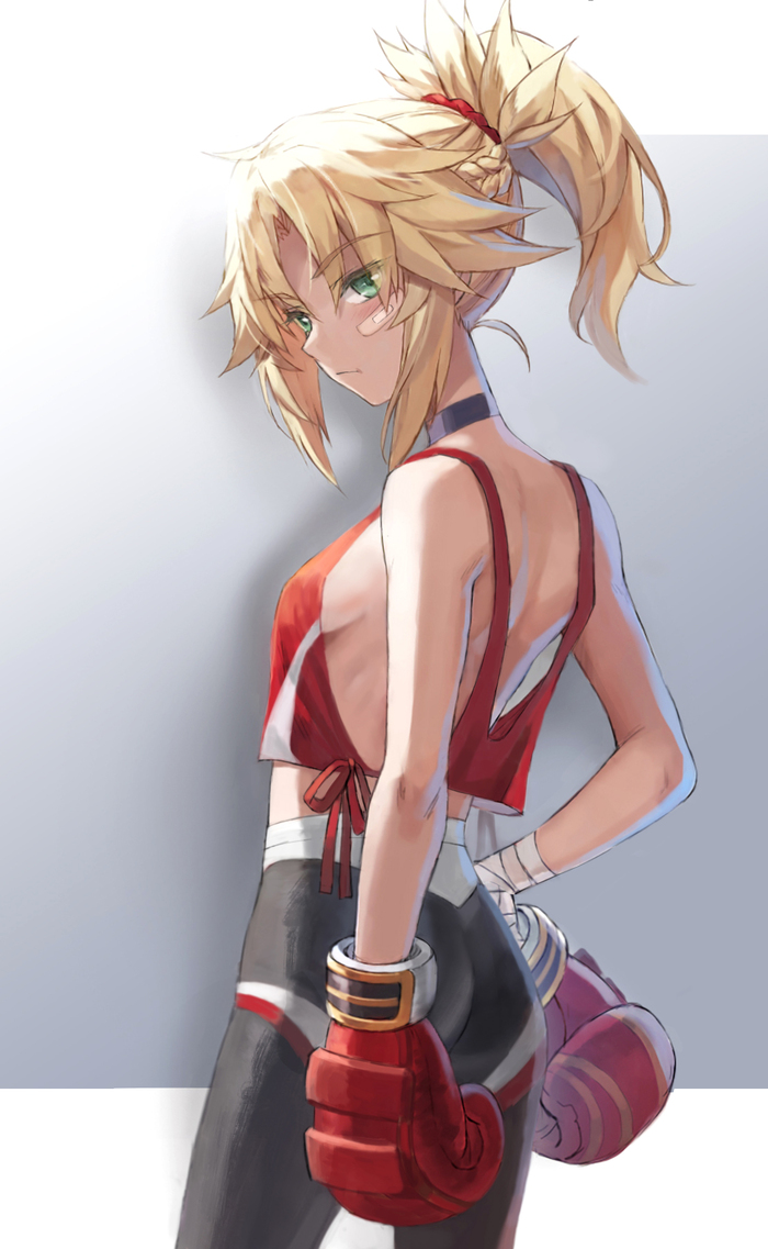 Ready for battle? - NSFW, Tonee, Art, Anime, Anime art, Hand-drawn erotica, Fate apocrypha, Mordred, Boxing, Twitter (link)