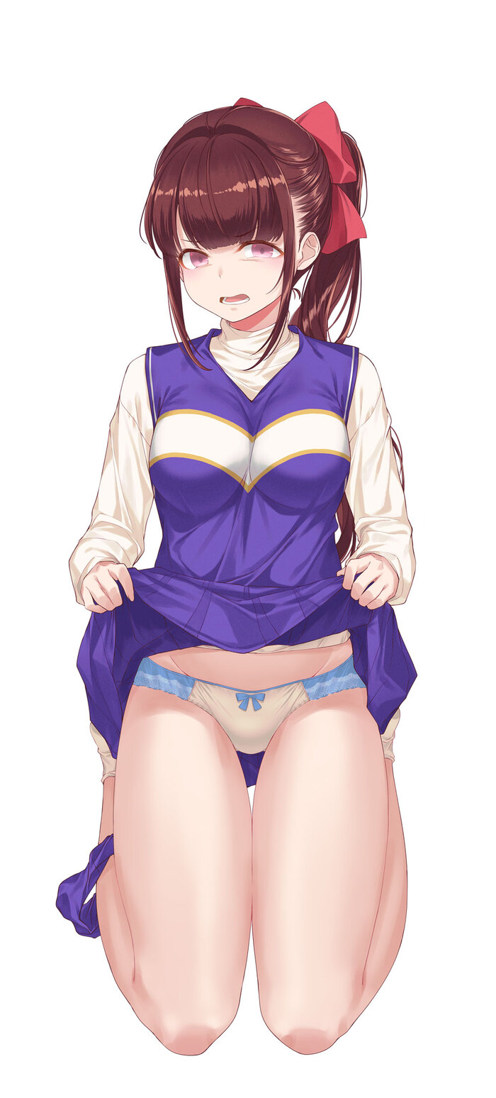 Are you satisfied now, pervert?! - NSFW, 40hara, Art, Anime, Anime art, Hand-drawn erotica, Erotic, Original character, Pantsu, Longpost, Twitter (link)