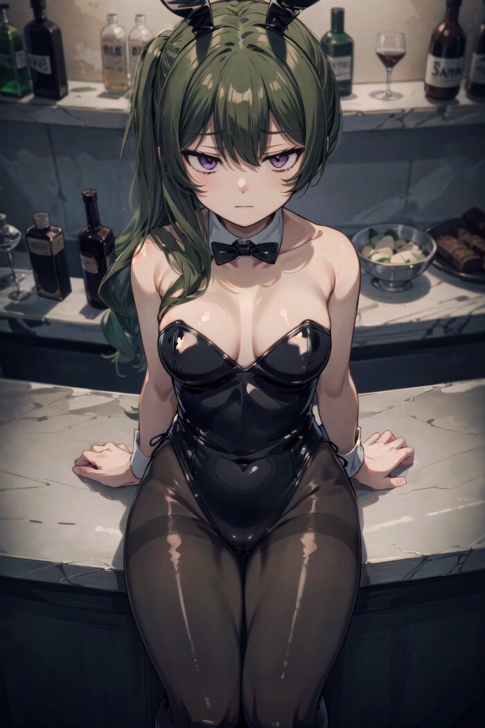 Ibel - NSFW, Anime art, Anime, Yubel, Sousou no Frieren, Bunnysuit, Neural network art, Ubel (Sousou no Frieren)