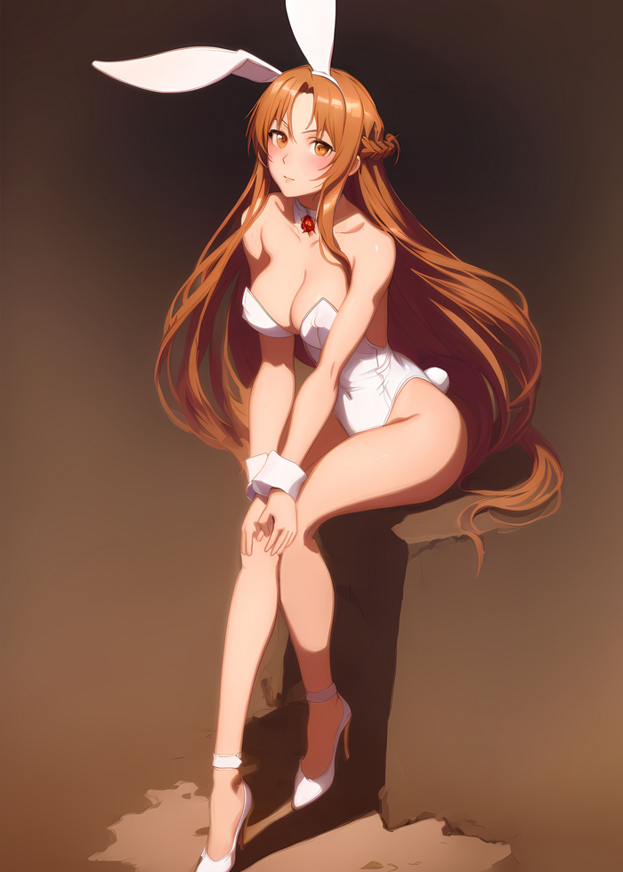 Bunny Asuna - NSFW, Anime, Anime art, Boobs, Bunnysuit, Bunny ears, Bunny tail, Yuuki asuna, Sword Art Online