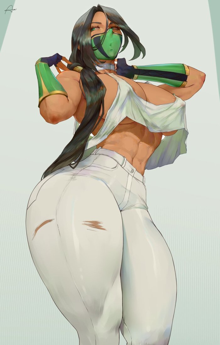 Jade - NSFW, Erotic, Longpost, Aranee, Art, Anime, Anime art, Hand-drawn erotica, Mortal kombat, Muscleart, Strong girl, jade, Twitter (link)