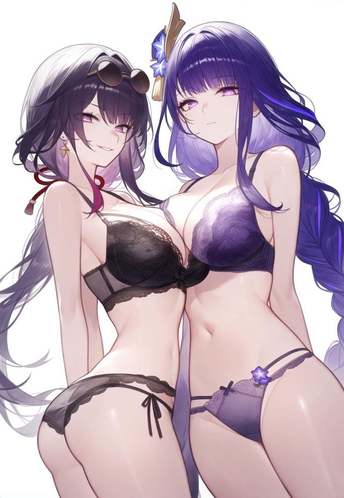 Electro Mommies - NSFW, Anime, Anime art, Art, Girls, Games, Honkai: Star Rail, Genshin impact, Kafka (Honkai: Star Rail), Raiden Shogun (Genshin Impact), Hand-drawn erotica, Boobs, Twitter (link)