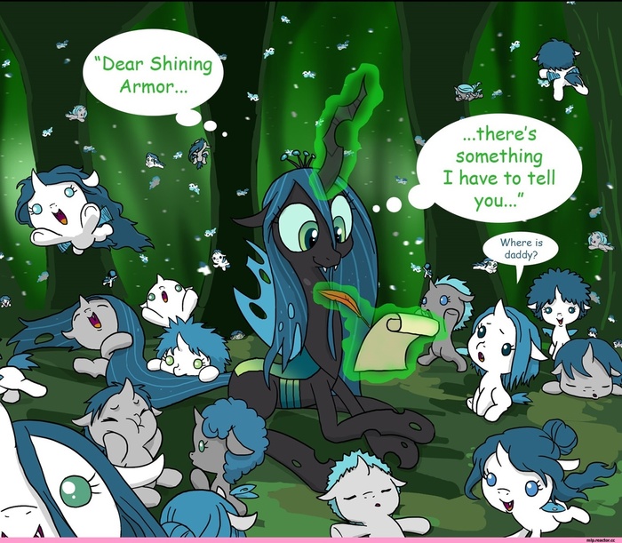 Let's pour Beetle Oil into the Ponyachy Flame! =) - NSFW, My, Characters (edit), Humor, My little pony, Queen chrysalis, Shining armor, Shipping, Cadence, Parents and children, Pony, Hybrid, Жуки, Young, Longpost