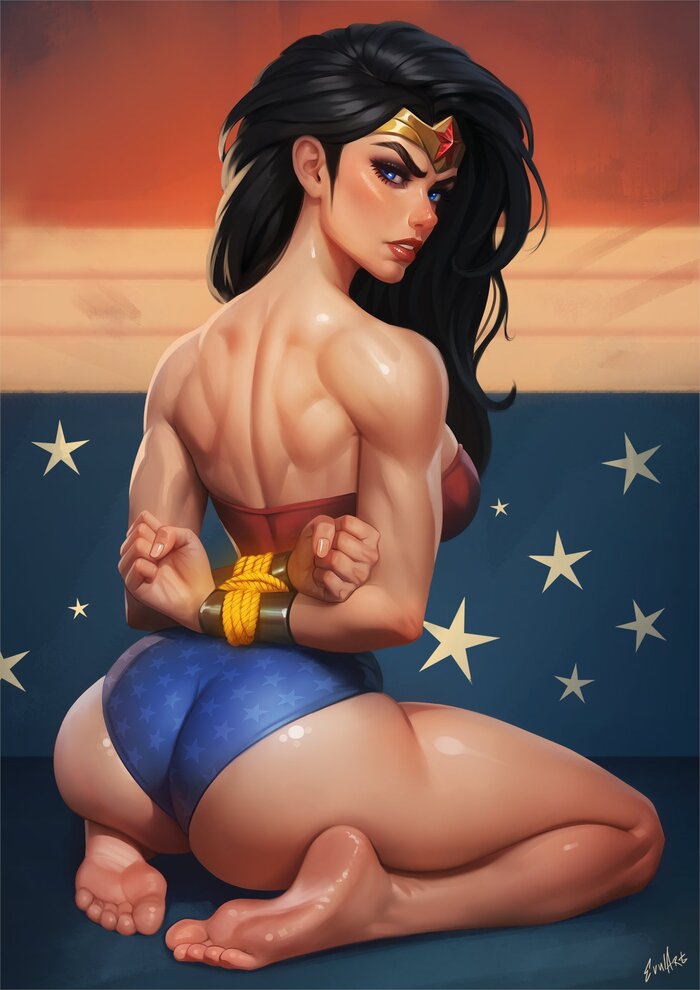 Wonder Woman - NSFW, Art, Wonder Woman, Dc comics, Girls, Lasso, Rope, Bondage, Booty, Erotic