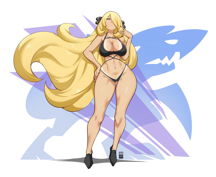 Cynthia - NSFW, Anime, Anime art, Cynthia, Pokemon, Boobs, Hand-drawn erotica, Underwear, Girls, Art