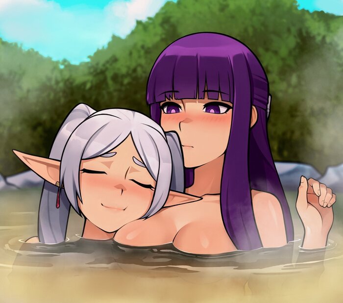 Myagonko - NSFW, Loodncrood, Art, Anime, Anime art, Hand-drawn erotica, Sousou no Frieren, Frieren, Fern, Elves, Yuri