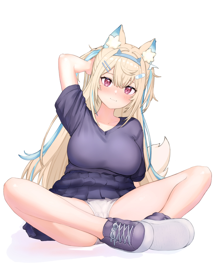 Fuwawa Abyssgard - NSFW, Erotic, Booty, Anime art, Girls, Hand-drawn erotica, Anime, Fuwawa Abyssgard, Virtual youtuber, Animal ears, Art, Pantsu, Hololive, VKontakte (link)