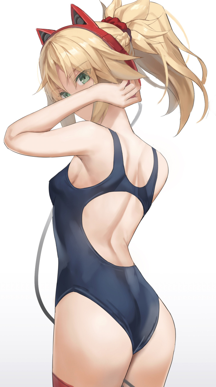 Mo-chan - NSFW, Tonee, Art, Anime, Anime art, Hand-drawn erotica, Erotic, Fate, Fate apocrypha, Mordred, Swimsuit, Glasses, Hips
