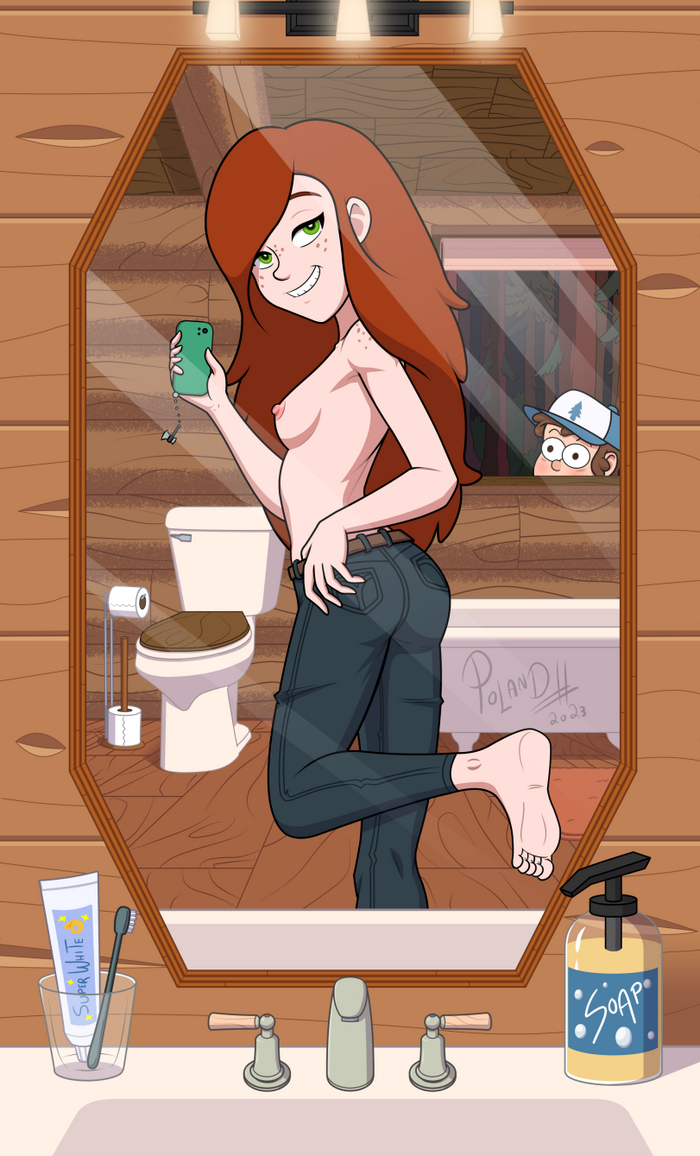 Selfie - NSFW, Hand-drawn erotica, Cartoons, Gravity falls, Wendy corduroy, Rule 34, Selfie