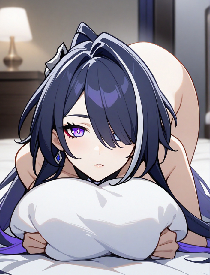 The girl had already gone to bed and begged - NSFW, Acheron (Honkai: Star Rail), Pixiv, Honkai: Star Rail, Anime art, Anime, Neural network art, Booty