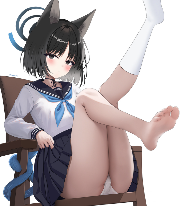 Big Cat Ass - NSFW, Anime, Anime art, Blue archive, Kikyou, Pantsu, Booty, Animal ears, Choker