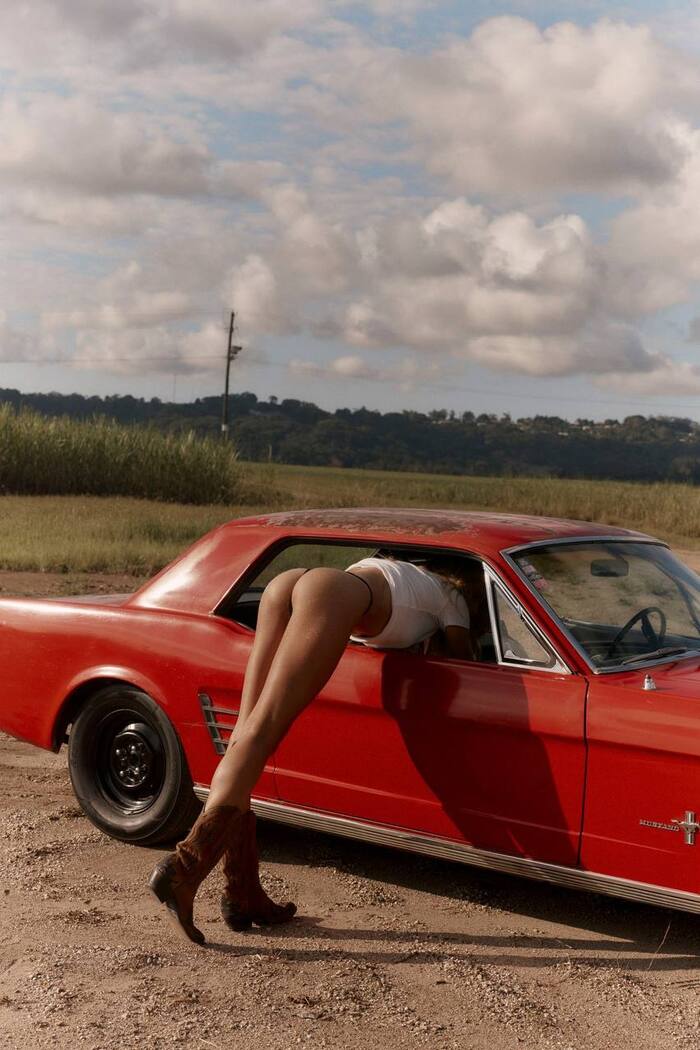 Give me the key for thirty-two! - NSFW, Girls, Erotic, Booty, Red, Car, Landscape, Clouds