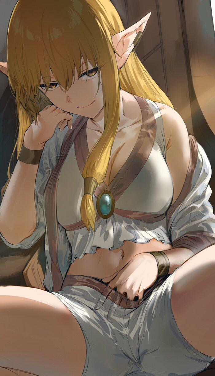 Serie - NSFW, Art, Anime, Anime art, Sousou no Frieren, Serie (Sousou no Frieren), Elves, Girls, Erotic, Hand-drawn erotica, Without underwear, Stockings, Boobs, Pubes, Crotch, Sweating, Bent over, Hews, Longpost