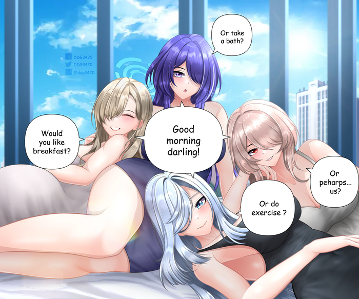 Good Morning with One Eye Covered by Hair Squad - NSFW, Honkai: Star Rail, Boobs, Anime art, Pixiv, Hips, Anime, Without translation, Rita Rossweisse, Honkai Impact, Shenhe (Genshin Impact), Genshin impact, Blue archive, Ichinose asuna, Acheron (Honkai: Star Rail), Longpost