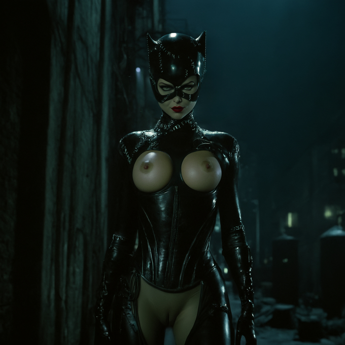 Selina Kyle - NSFW, My, Neural network art, Art, Stable diffusion, Erotic, Boobs, Labia, Pubis, Catwoman