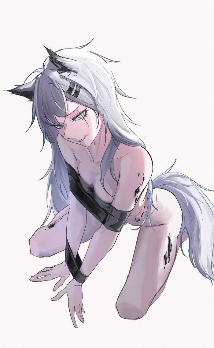 Lappland - NSFW, Anime art, Anime, Arknights, Lappland, Animal ears, Tail