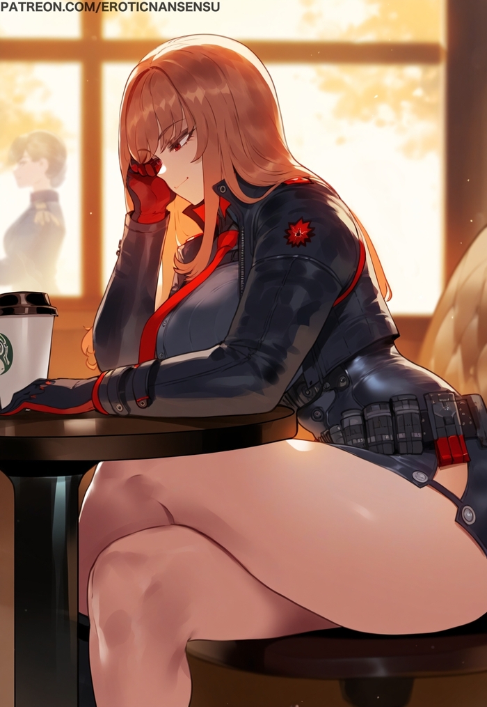 Continuation of the post Yes, sir! - NSFW, Art, Anime, Anime art, Hand-drawn erotica, Erotic, Goddess of victory: nikke, Rapi, Pantsu, Extra thicc, Hips, Twitter (link), Neural network art, Reply to post