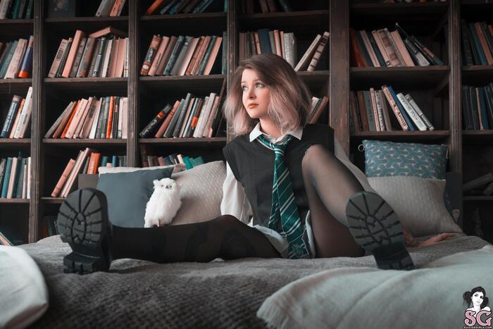 Awondrr - The Chamber Of Secrets - NSFW, Suicide girls, Girls, Erotic, Boobs, Booty, Labia, Girl with tattoo, Stockings, Slytherin, Harry Potter, Longpost, Tights