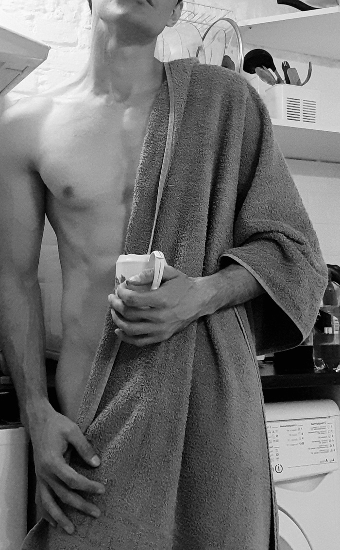 I brewed coffee and the door... - NSFW, My, Playgirl, Author's male erotica, Male torso, Longpost