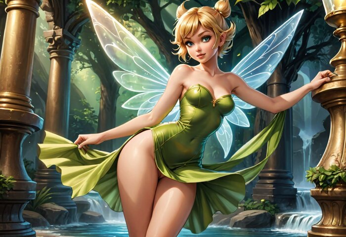 -Hmm. How cute. It seems that I flew into this part of the forest for a reason... - NSFW, Neural network art, Erotic, Boobs, Stable diffusion, Fairy, Art, Telegram (link)