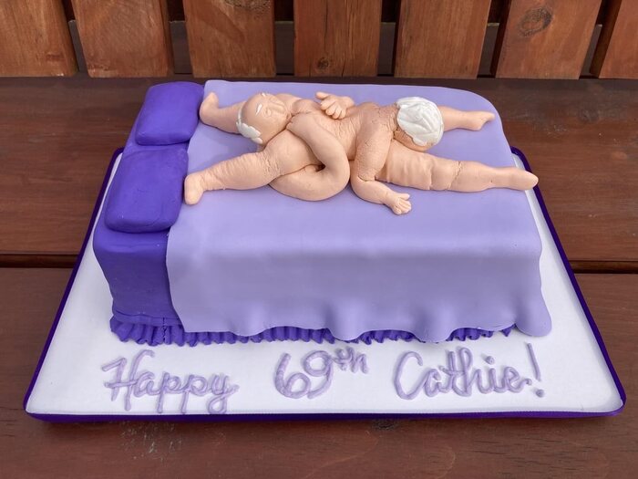 Original congratulations to his wife - NSFW, Cake, Confectionery, 69, Pose
