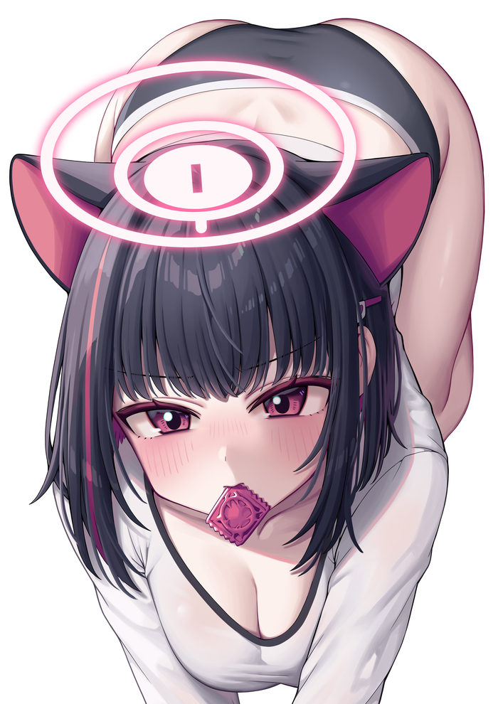 Kazusa - NSFW, Anime art, Anime, Blue archive, Kyouyama Kazusa, Animal ears, Condoms