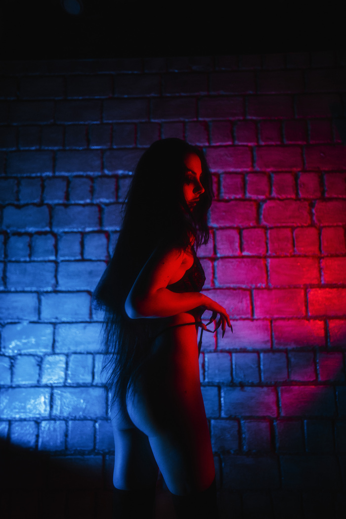 Colored light - NSFW, My, Erotic, Professional shooting, The photo, Boobs, Booty, Longpost