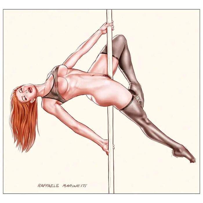 Painting - NSFW, Drawing, Pole, Erotic, Girls, Art, Stockings, Pubes