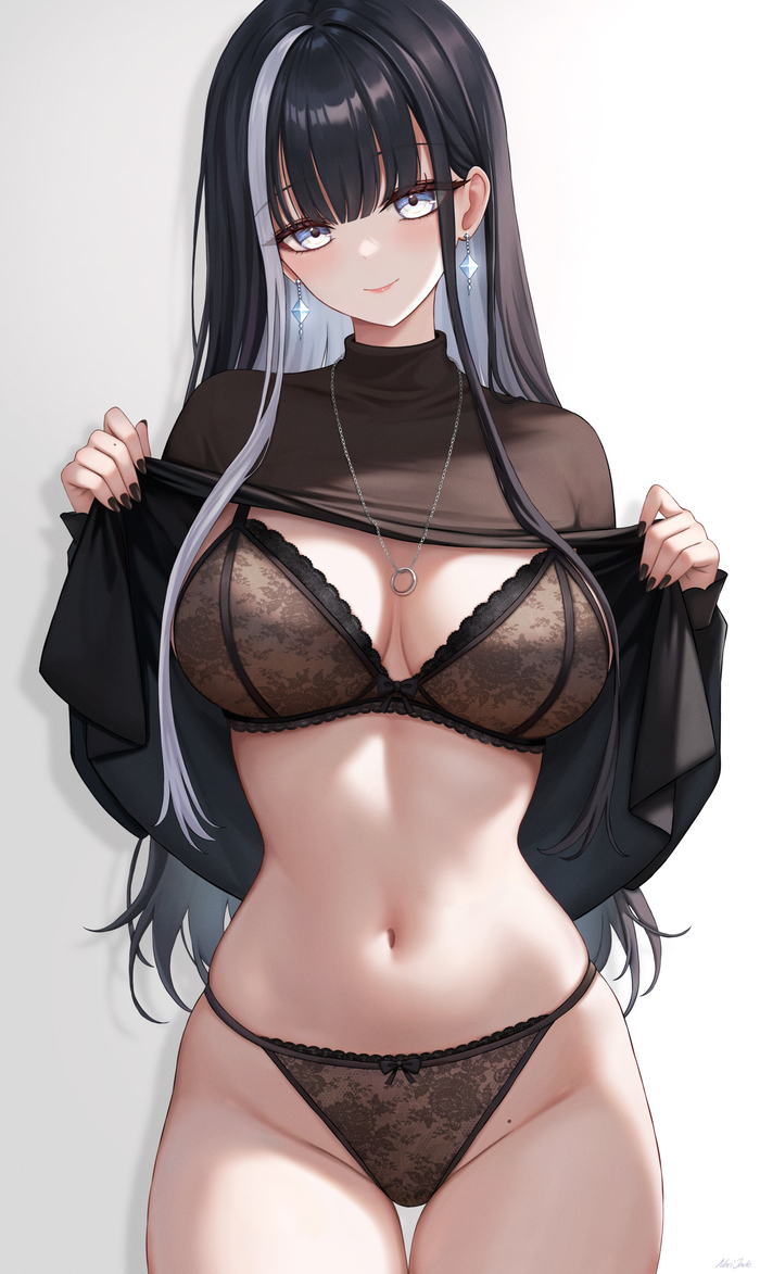 O C - NSFW, Anime Art, Аниме, Original Character, Девушки, Нижнее белье, Сиськи, Панцу, Живот, Пупок