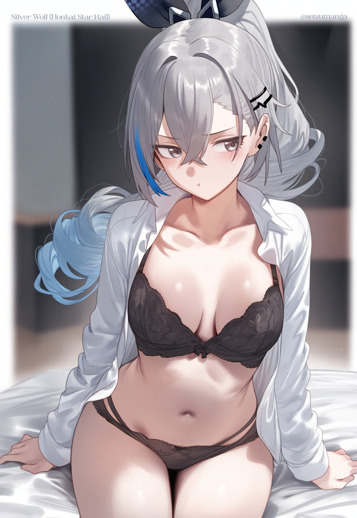 Волчара - NSFW, Honkai: Star Rail, Silver Wolf (Honkai: Star Rail), Арт, Девушки, Игры, Anime Art, Аниме, Арты нейросетей, Setsumanga