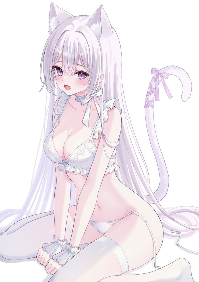 Kawai neko - NSFW, Art, Anime, Anime art, Original character, Neko, Animal ears, Tail, Stockings, Pantsu, Underwear, Hand-drawn erotica, Erotic