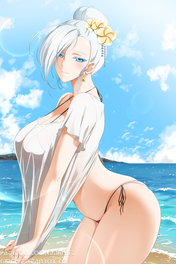 Прекрасная Винтер - NSFW, RWBY, Anime Art, Купальник, Бедра, Аниме, Pixiv, Сиськи, Kimmy77, Winter Schnee, Длиннопост