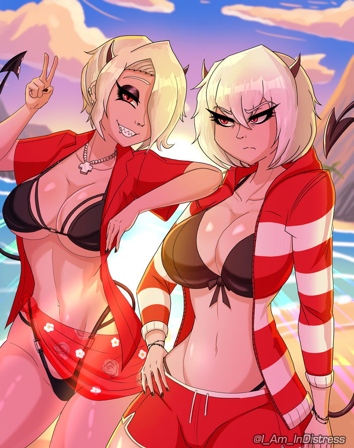 Sisters - NSFW, Anime art, Anime, Helltaker, Zdrada, Malina, Reddit (link)