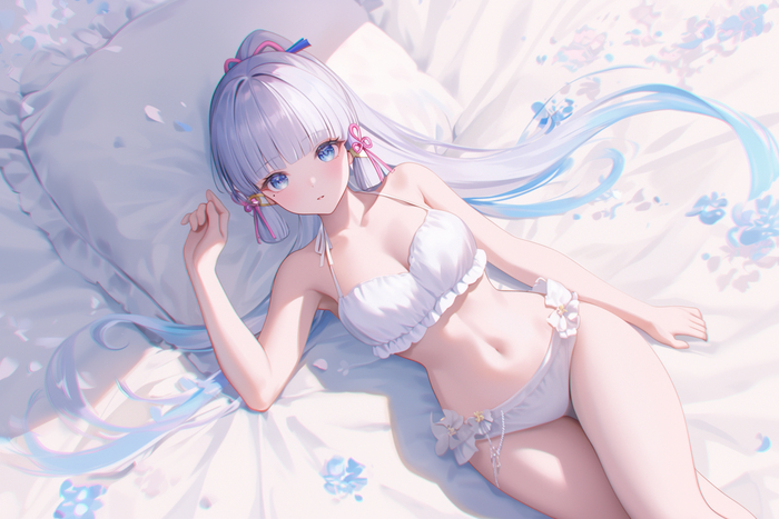 Good morning with Ayaka - NSFW, Hips, Anime, Pixiv, Anime art, Boobs, Genshin impact, Kamisato Ayaka (Genshin Impact), Underwear, Neural network art