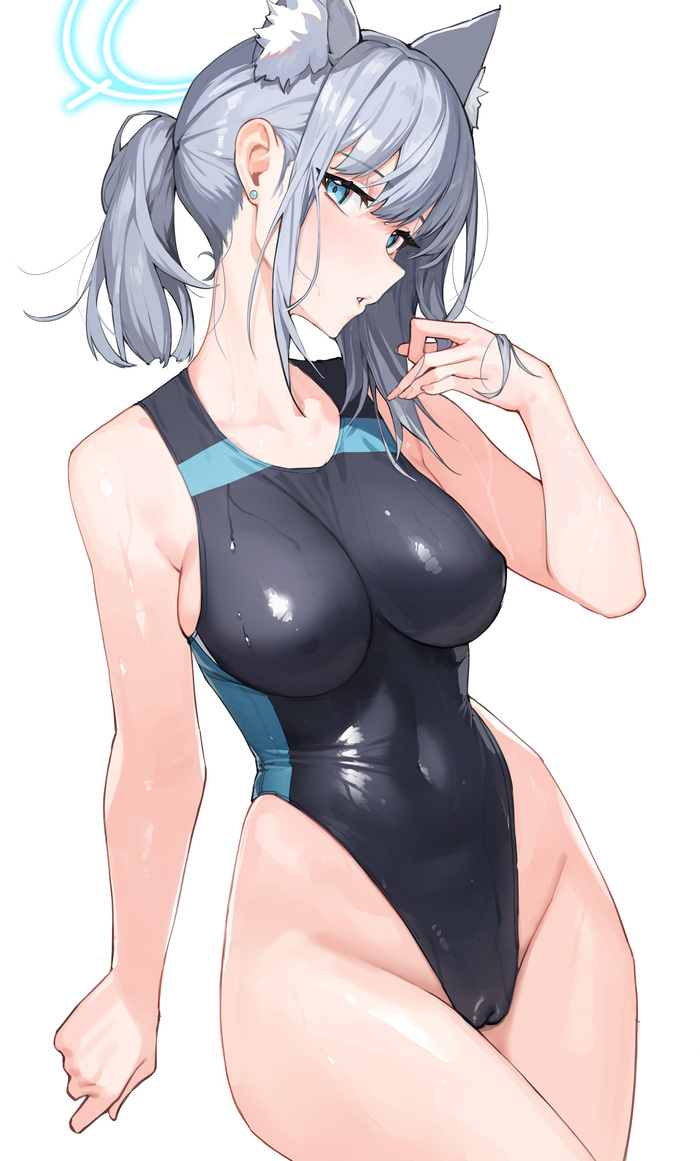 Shiroko - NSFW, Anime Art, Аниме, Blue archive, Sunaookami Shiroko, Animal Ears, Купальник, Верблюжья лапка